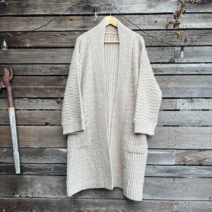 Matta - Kimono Sweater Coat in Baby Alpaca, Heather Oatmeal Color - Size M/L